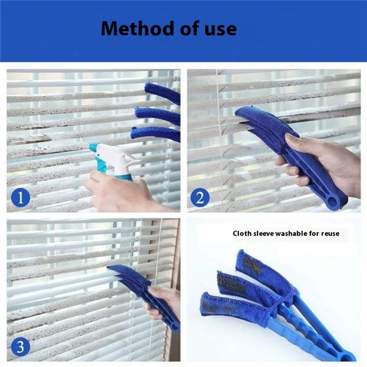 Venetian Blind Blade Cleaner Brush Window Conditioner Duster Air Conditioner Vent Outlet Cleaning Tool - Blue
