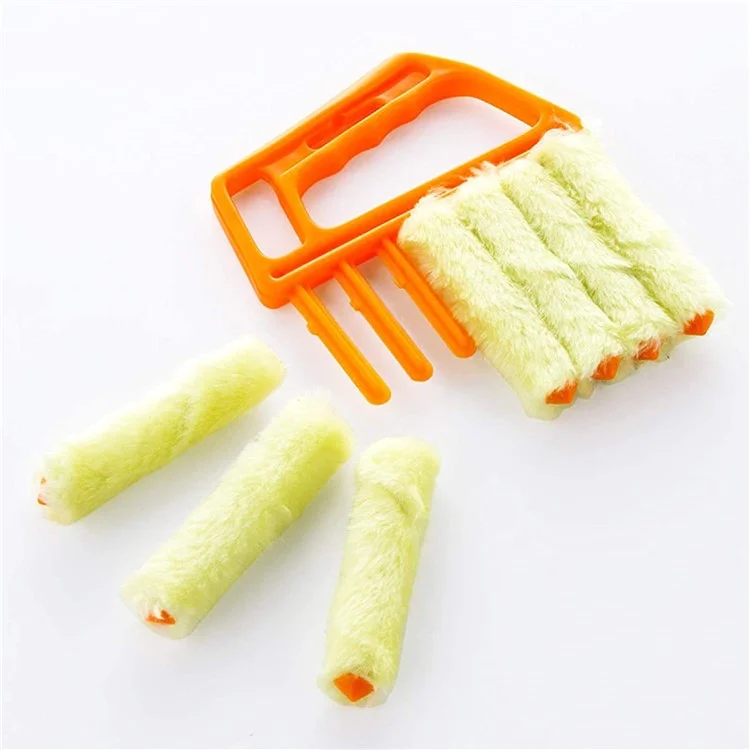 Detachable Venetian Blind Cleaner Brush Air Conditioner Vent Duster Washable Window Blinds Cleaning Tool - Orange