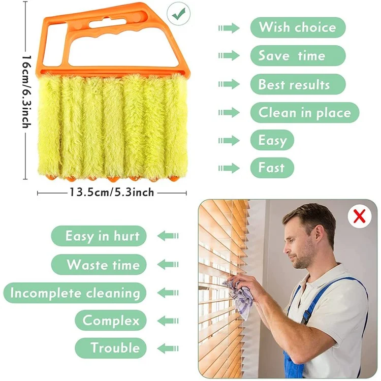 Detachable Venetian Blind Cleaner Brush Air Conditioner Vent Duster Washable Window Blinds Cleaning Tool - Orange