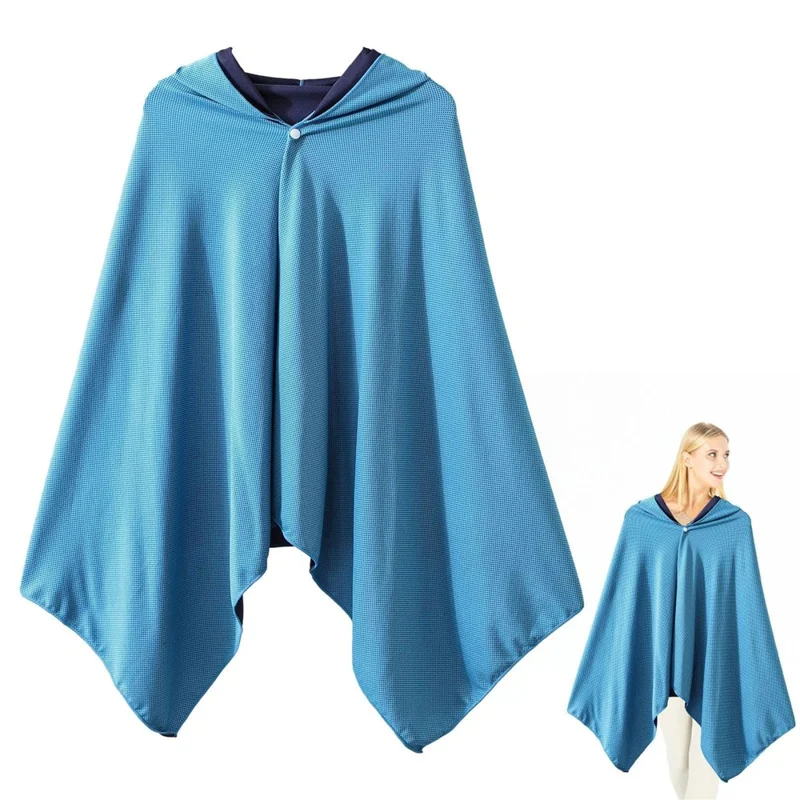 Quick Dry Summer Cooling Beach Shawl Sweat Absorbent Sun Protection Outdoor Hooded Poncho - Grey