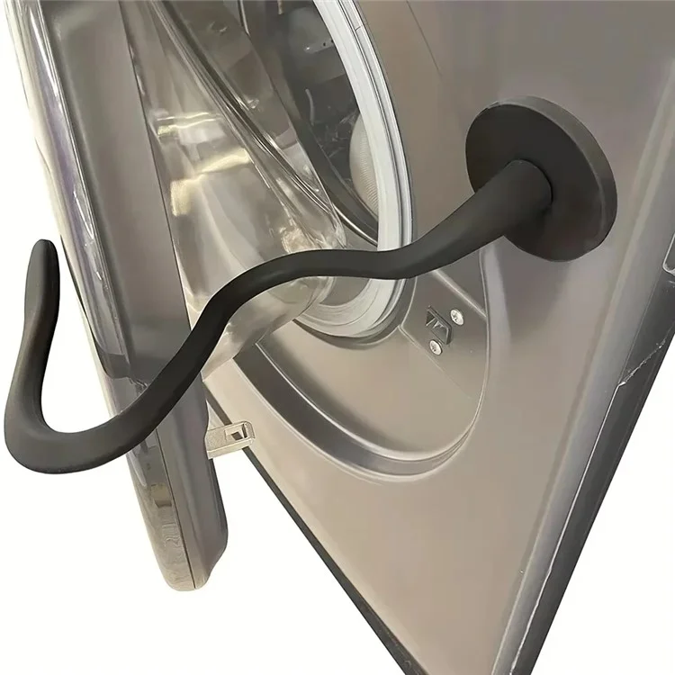 Herramienta de soporte de puerta de lavadora de carga frontal Aluminio + Silicona Mantiene la puerta de la lavadora/secadora abierta Accesorio - Negro