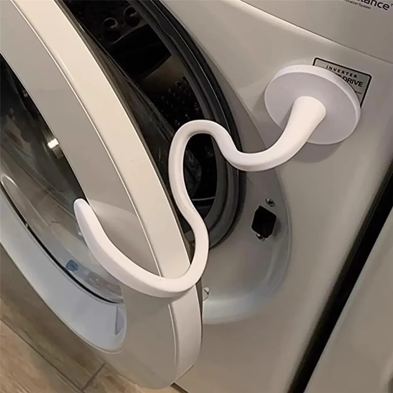 Front-loading Washing Machine Door Prop Tool Aluminum + Silicone Keep Washer Dryer Door Open Accessory - White