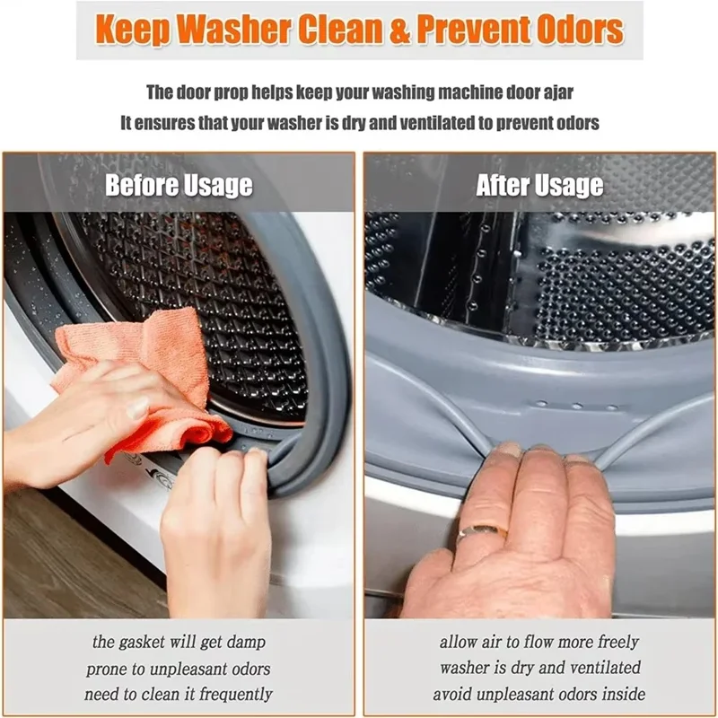 Front-loading Washing Machine Door Prop Tool Aluminum + Silicone Keep Washer Dryer Door Open Accessory - White