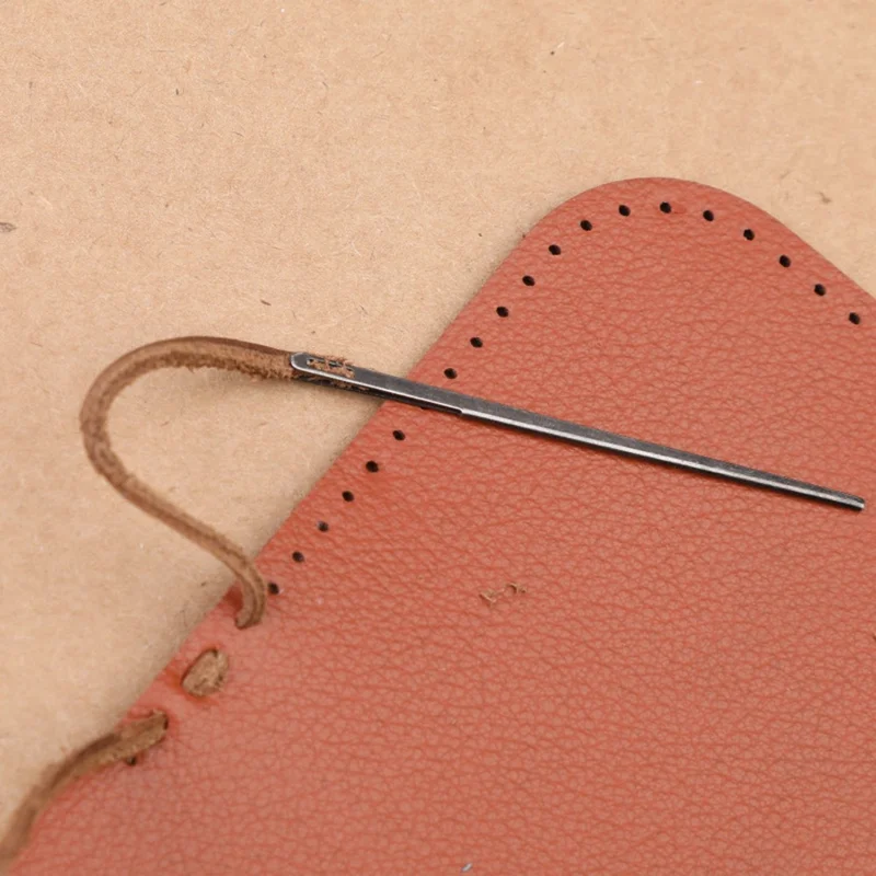 8Pcs Leather Sewing Needles Flat Head Double-Hole Steel Needles for Edge Binding Leathercraft Braiding