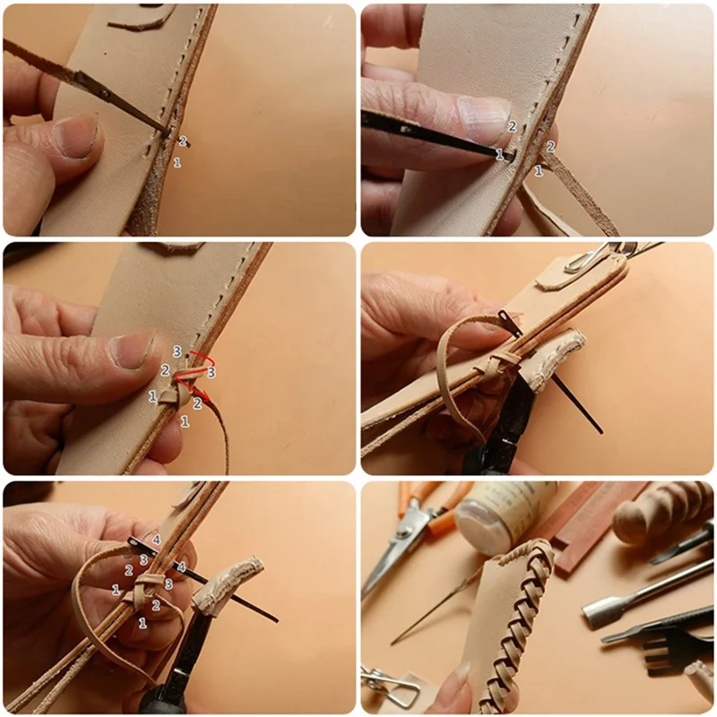 8Pcs Leather Sewing Needles Flat Head Double-Hole Steel Needles for Edge Binding Leathercraft Braiding