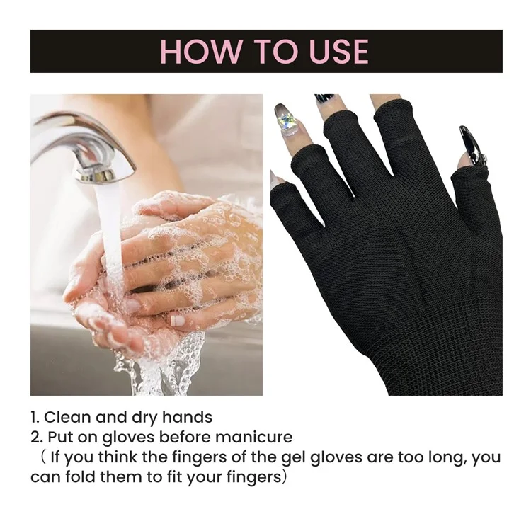 EELHOE EEA08-A129-2-PK1 Anti Darkening UV Nail Art Gloves Protective Hand Shields for Manicure Lamps