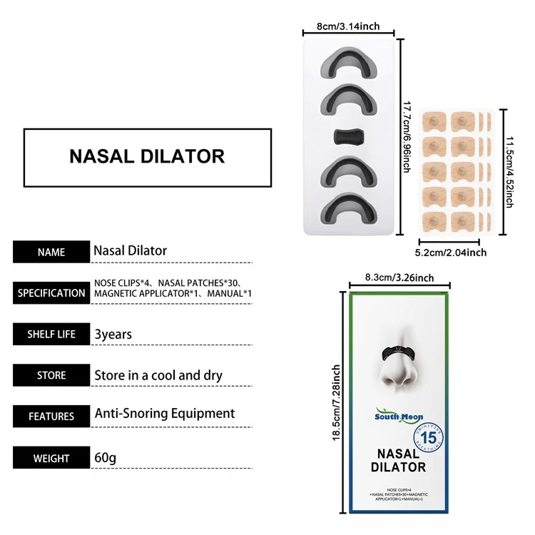 SOUTH MOON SO-B07-0334-03 Nasal Dilator Care Kit Anti Snoring Sleep Aid Relief Nasal Discomfort Tool