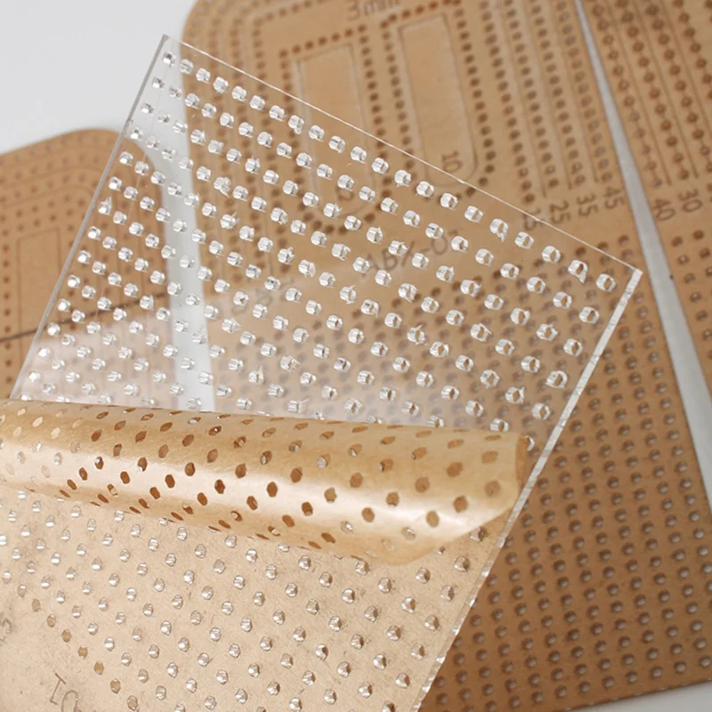 175x85mm Leather Cutting Ruler Precision Measurement Acrylic Leather Craft Tool for DIY Leatherwork - 3.38mm