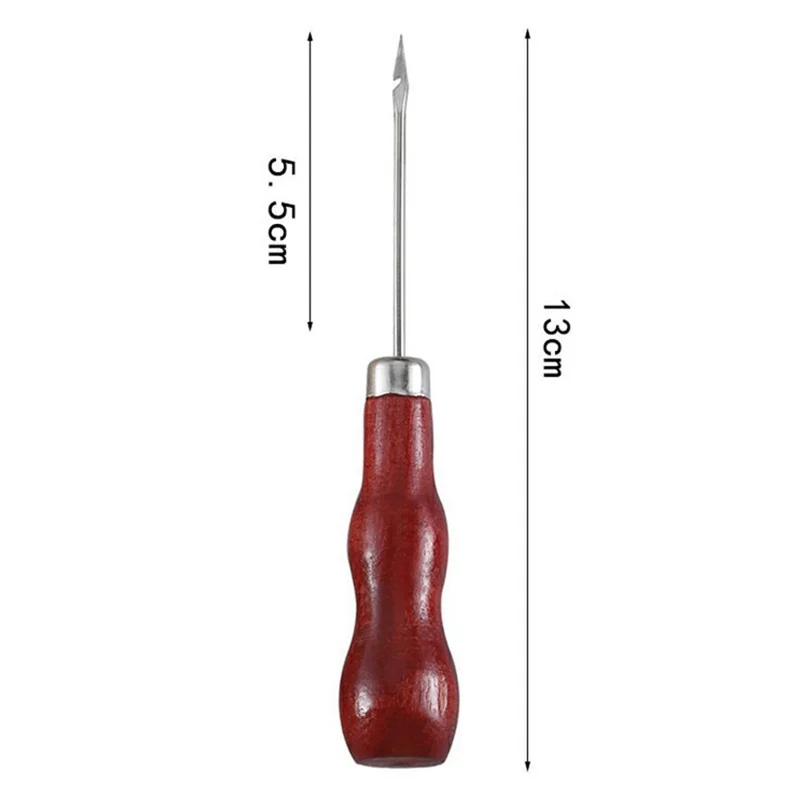 DIY Sewing Tool Double Gourd Red Wood Handle Awl Sharp Tip Punch Hole Maker For Fabric / Leather Crafts