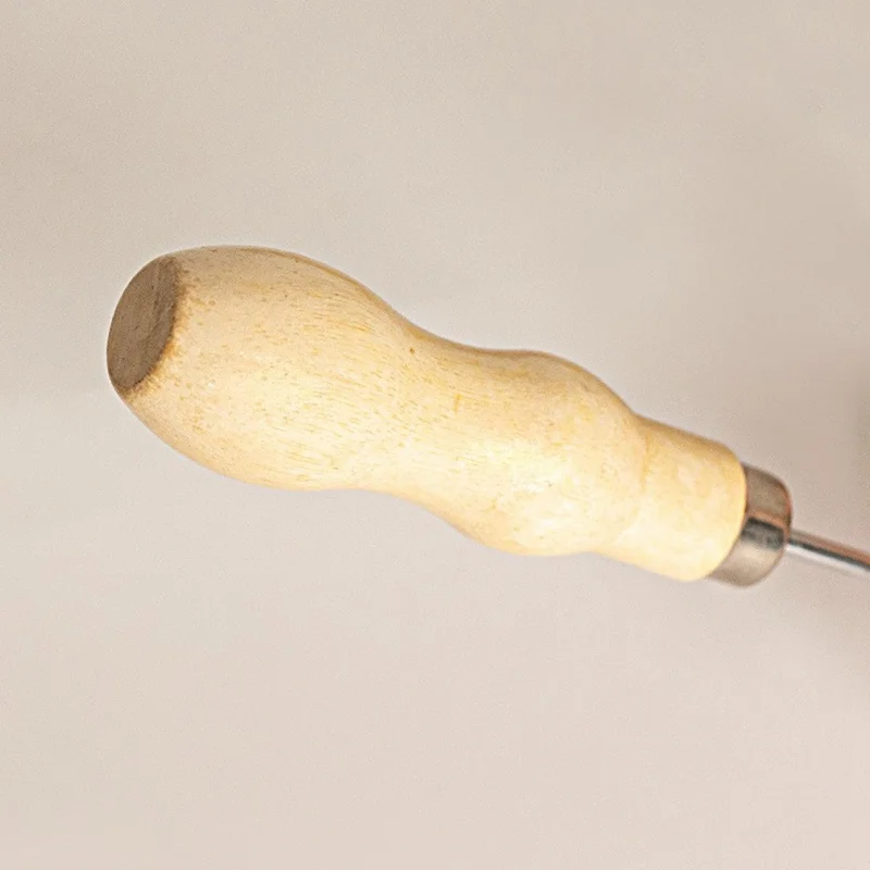 ?Double-Ended Awl Wood Handle Leather Punch Tool DIY Handcraft Stitching Hole Maker