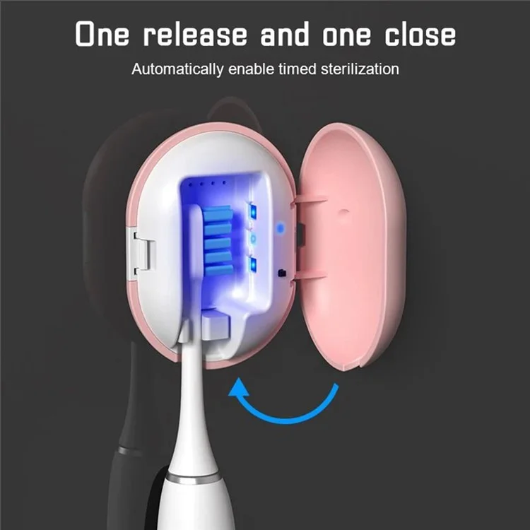 Stérilisateur de brosse à dents portable aux ultraviolets Rechargeable Mini Boîte de stérilisation aux UV pour la maison/les voyages - Rose
