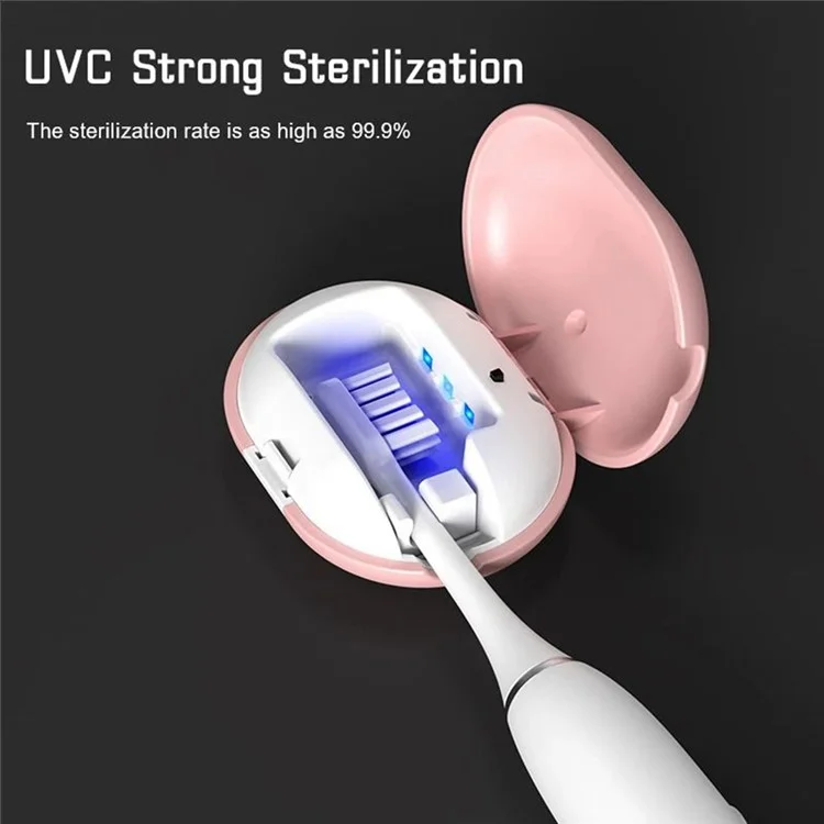 Stérilisateur de brosse à dents portable aux ultraviolets Rechargeable Mini Boîte de stérilisation aux UV pour la maison/les voyages - Rose
