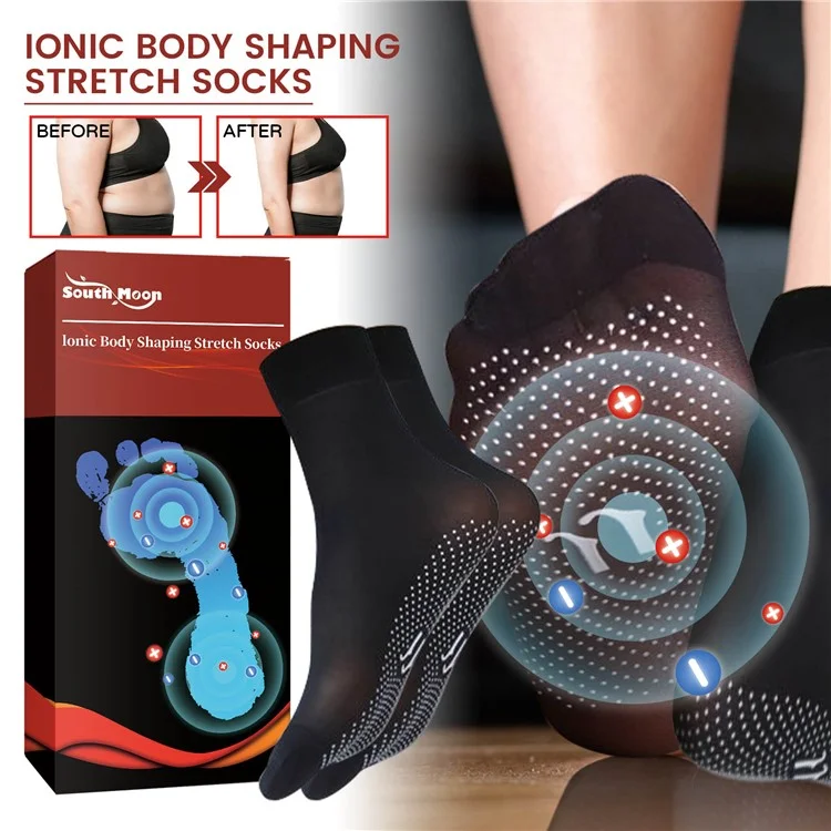 SOUTH MOON SOA08-A087-1-BK1 Ionic Body Shaping Stretch Socks Fatigue Relief Foot Care Socks