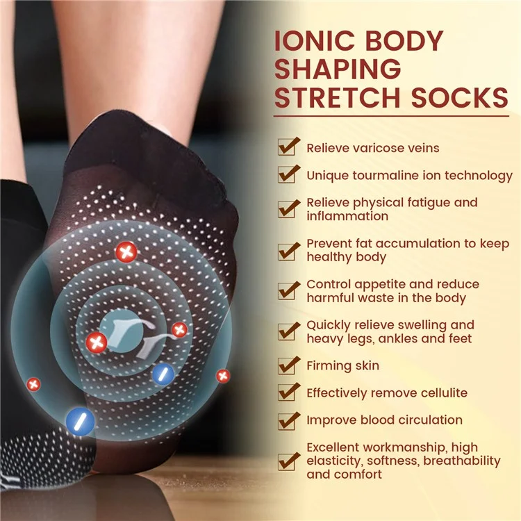 SOUTH MOON SOA08-A087-1-BK1 Ionic Body Shaping Stretch Socks Fatigue Relief Foot Care Socks