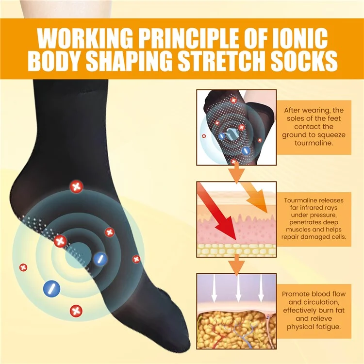 SOUTH MOON SOA08-A087-1-BK1 Ionic Body Shaping Stretch Socks Fatigue Relief Foot Care Socks
