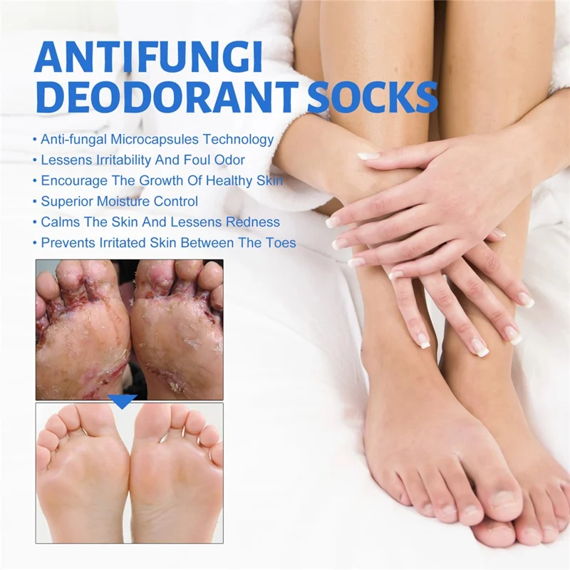 SOUTH MOON SOA08-A022-1-BK1 1 Par de Meias Antibacterianas Desodorantes Antiderrapantes que Absorvem o Suor para Cuidados com os Pés