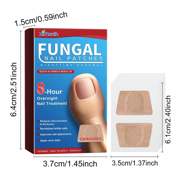 XIMONTH XIB05-A006-32-BU1 32Pcs Fungal Nail Patches Ingrown Toenail Overnight Repair Treatment