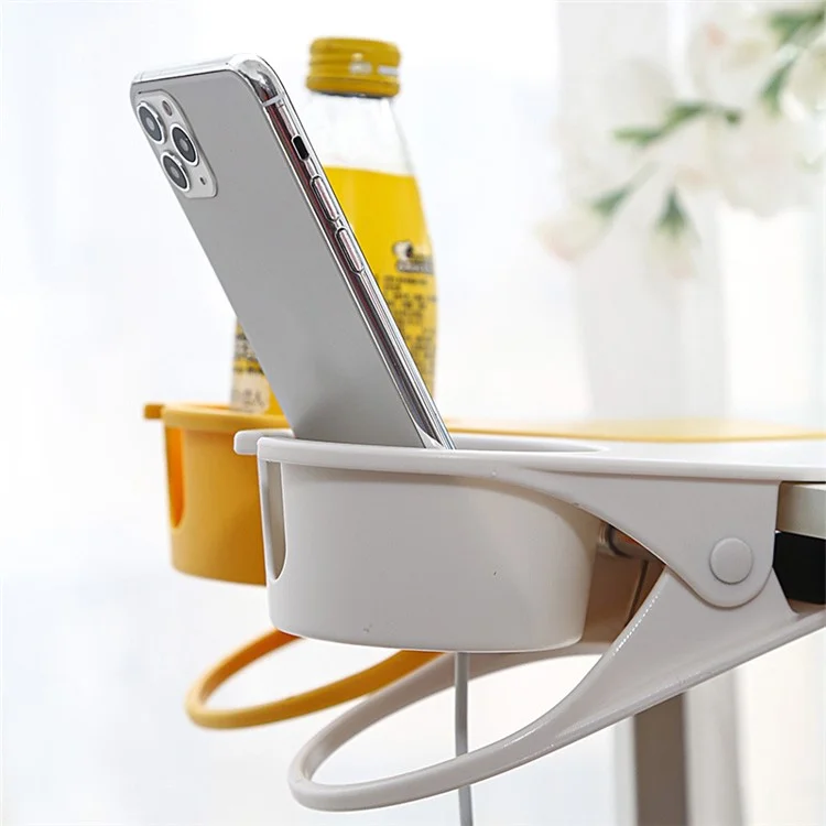 Table Side Water Cup Shelf Clamp Desktop Computer Desk Cup Holder Storage Clip, Size: L - White