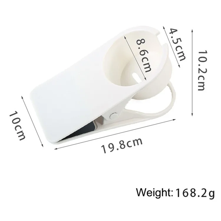 Table Side Water Cup Shelf Clamp Desktop Computer Desk Cup Holder Storage Clip, Size: L - White
