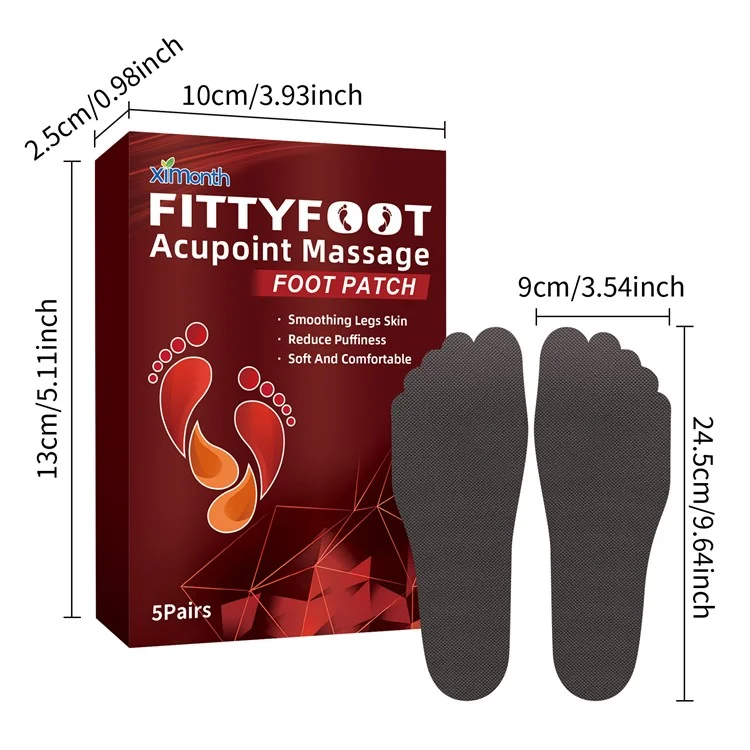 XIMONTH XIA03-A005-5-RD1 5 Paires de Patchs de Massage Acupoints pour Soulager le Gonflement Veineux et Prendre Soin des Pieds