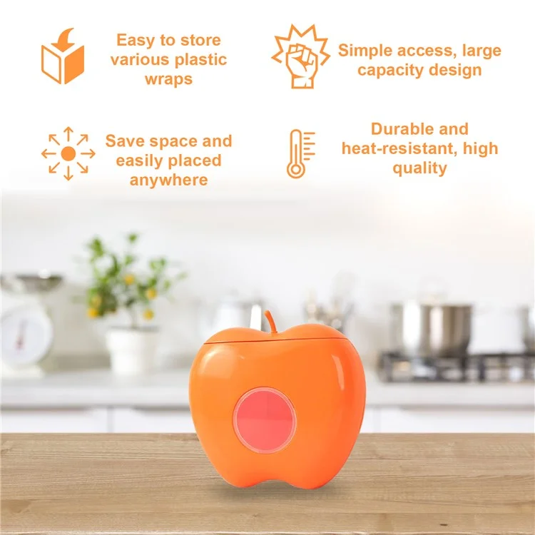 JUE-FISH JUC09-A007-5-OG1 Film transparente de plástico para cocina con 50 unidades, dispensador con forma de manzana para cubrir alimentos