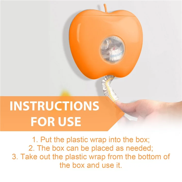 JUE-FISH JUC09-A007-5-OG1 Film transparente de plástico para cocina con 50 unidades, dispensador con forma de manzana para cubrir alimentos