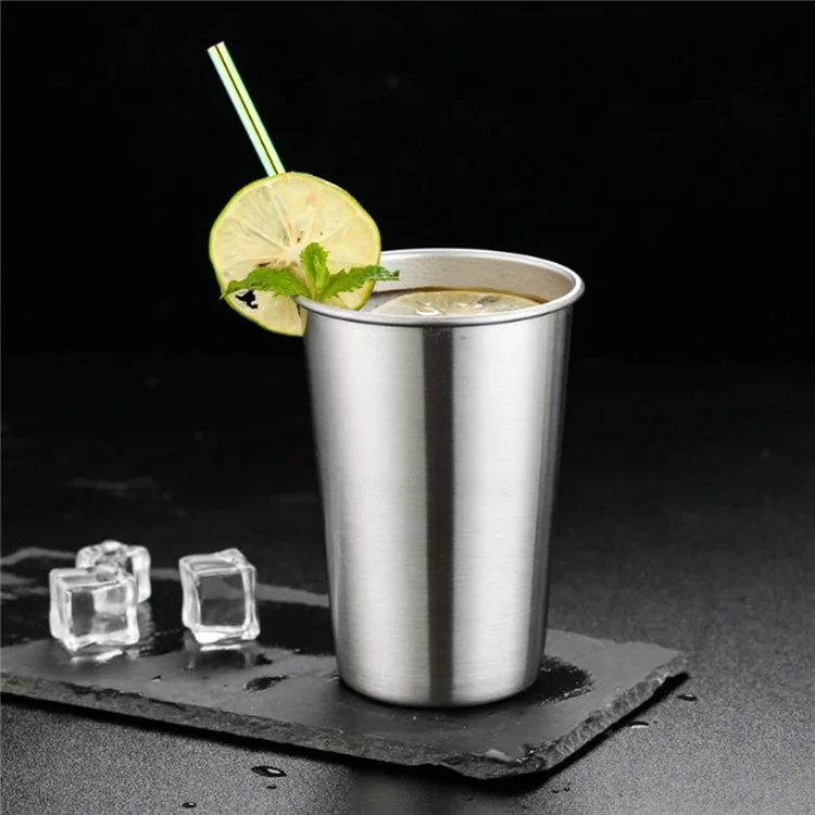 Mug en acier inoxydable 304 de 500 ml pour bière et café, tasse conique pour la maison et le camping extérieur (sans BPA, non FDA)
