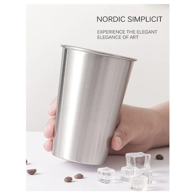 Mug en acier inoxydable 304 de 500 ml pour bière et café, tasse conique pour la maison et le camping extérieur (sans BPA, non FDA)