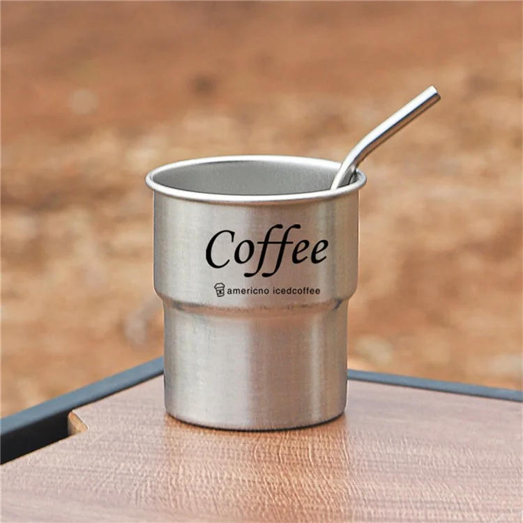 Single Layer 304 Stainless Steel Coffee Mug Portable Outdoor Camping Beer Cup with Lid and Straw (BPA Free, No FDA) - Green