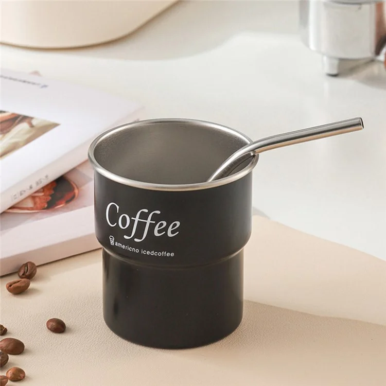 Single Layer 304 Stainless Steel Coffee Mug Portable Outdoor Camping Beer Cup with Lid and Straw (BPA Free, No FDA) - Green
