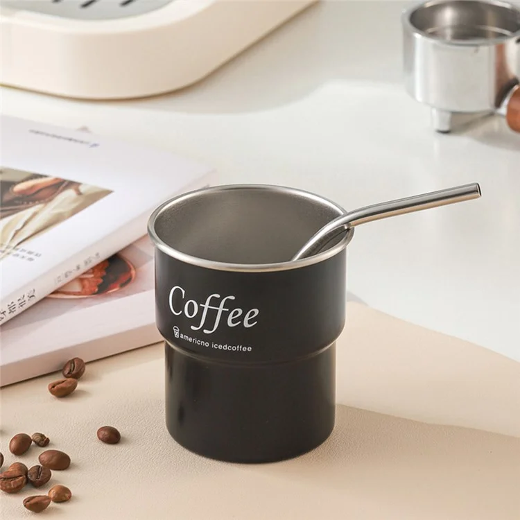Caneca de Café em Aço Inoxidável 304 de Camada Única para Camping Externo com Capa, Tampa e Canudo (Livre de BPA, Sem FDA) - Bege