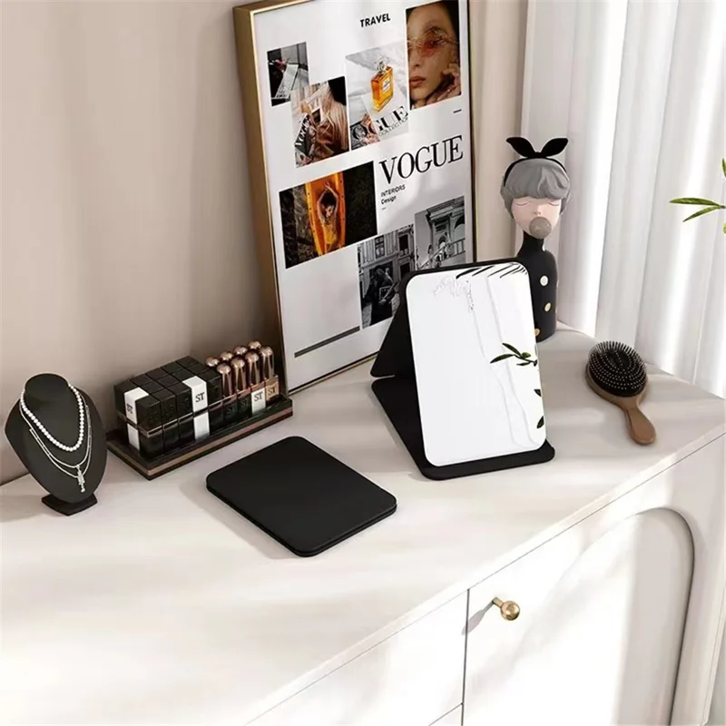 806 Touch Control 3 Colors Dimmable Foldable LED Vanity Mirror Rechargeable Travel Makeup Mirror, Size S - Pink