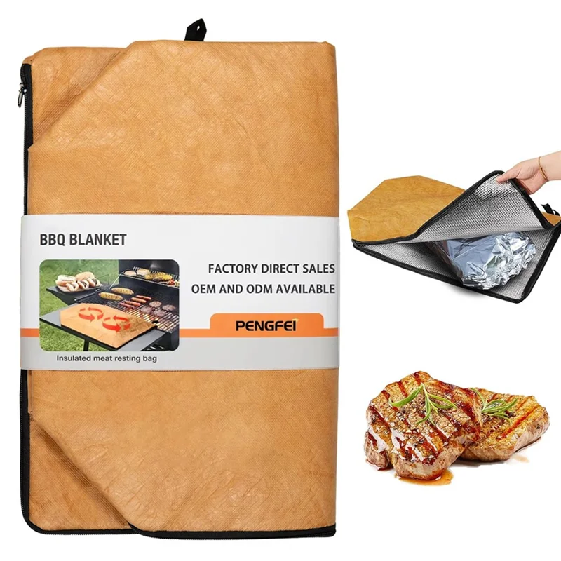Grill Mat BBQ Insulated Bag Meat Heat Resistant Storage Pouch Barbecue Aluminum Foil Insulation Pack (BPA Free, No FDA)
