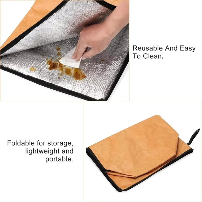 Grill Mat BBQ Insulated Bag Meat Heat Resistant Storage Pouch Barbecue Aluminum Foil Insulation Pack (BPA Free, No FDA)