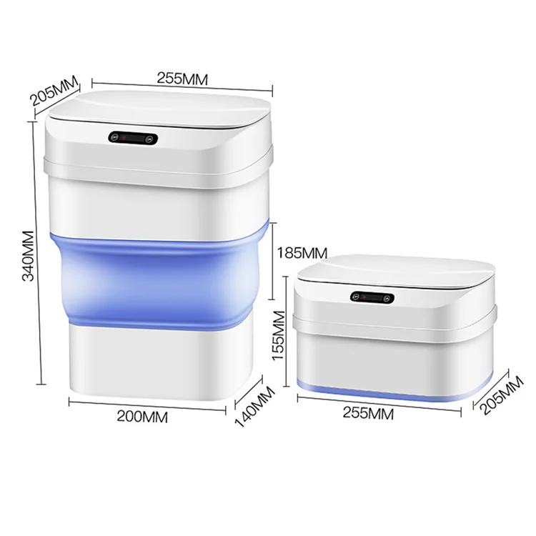 Smart Folding Sensor Trash Can Home Living Room Bedroom Kitchen 17.5L Automatic Garbage Bin - Blue