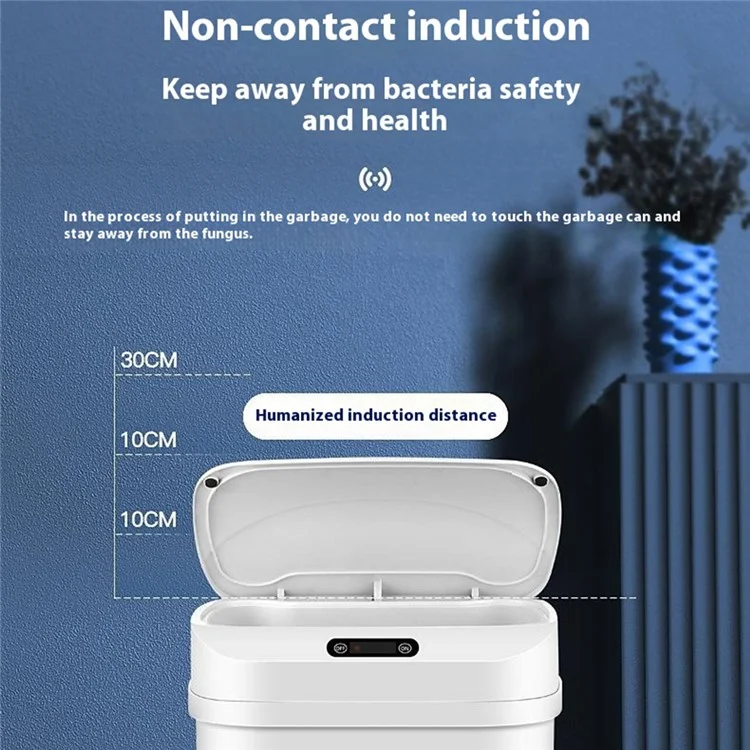 Smart Folding Sensor Trash Can Home Living Room Bedroom Kitchen 17.5L Automatic Garbage Bin - Blue