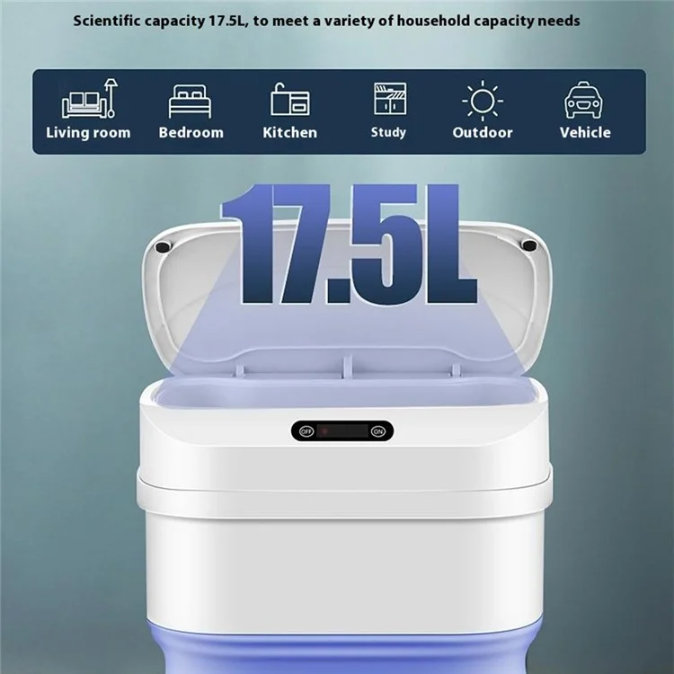 Smart Folding Sensor Trash Can Home Living Room Bedroom Kitchen 17.5L Automatic Garbage Bin - Blue