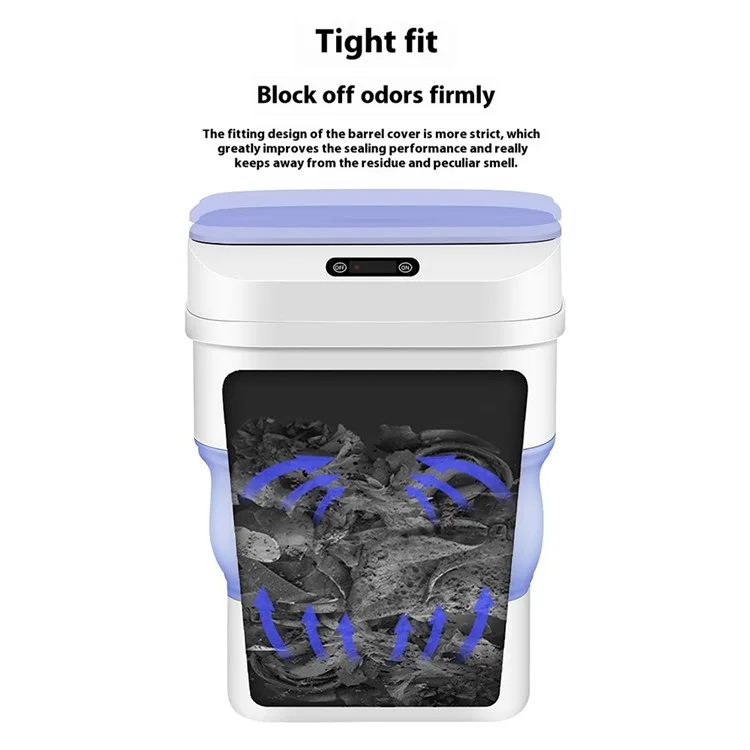 Smart Folding Sensor Trash Can Home Living Room Bedroom Kitchen 17.5L Automatic Garbage Bin - Blue