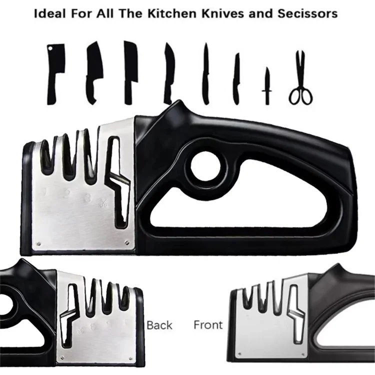 Coltello da Cucina Multiuso 4 in 1 con Affilatore Rapido Manuale Multi-Stadio