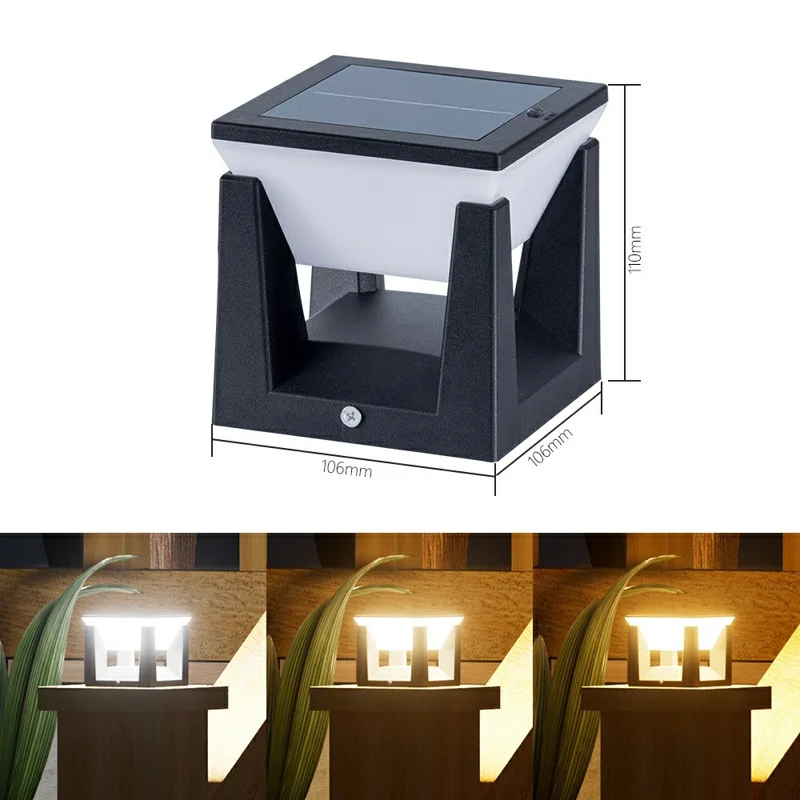 Solar Wall Light Outdoor Waterproof 3 Color Modes Garden Lighting Decorative Ambiance Lamp Square Small