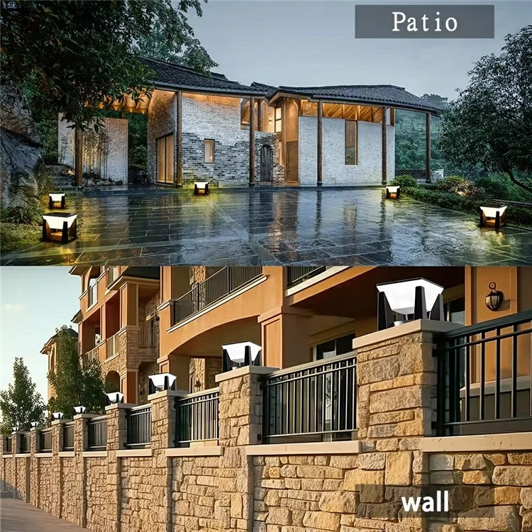 Solar Wall Light Outdoor Waterproof 3 Color Modes Garden Lighting Decorative Ambiance Lamp Square Medium