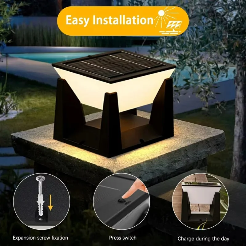 Solar Wall Light Outdoor Waterproof 3 Color Modes Garden Lighting Decorative Ambiance Lamp Square Large