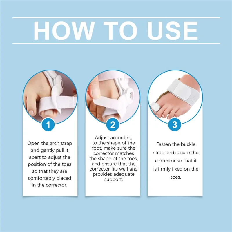 HOUKEA HK-B05-0044-01 Toe Care Separator Bunion Corrector Adjustable Comfortable Foot Support