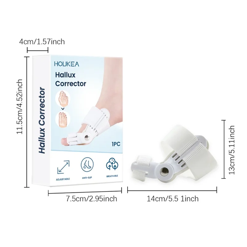 HOUKEA HK-B05-0044-01 Toe Care Separator Bunion Corrector Adjustable Comfortable Foot Support