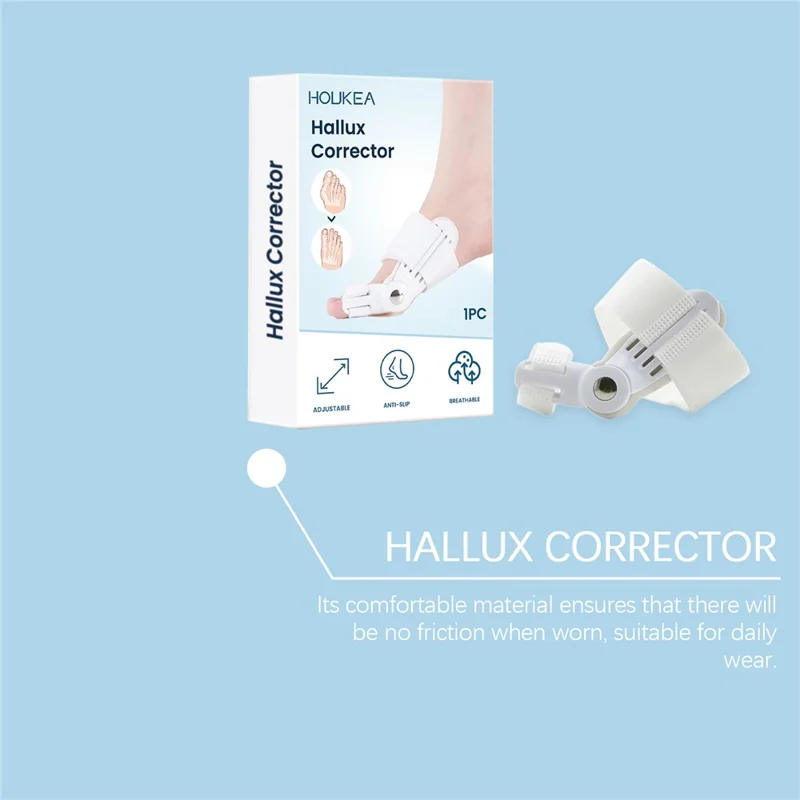 HOUKEA HK-B05-0044-01 Toe Care Separator Bunion Corrector Adjustable Comfortable Foot Support