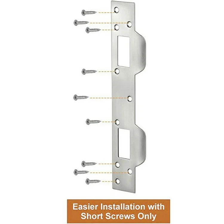 Heavy Duty Doors Metal Latch Plate Reinforcer Double Hole Strike Plate Security Latch Sheet - White