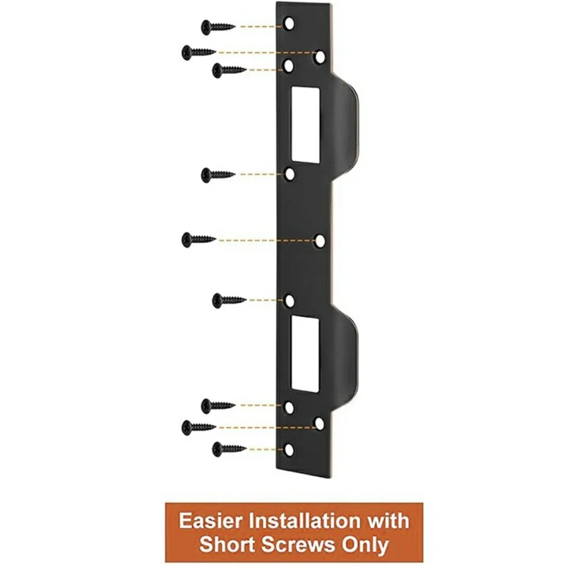 Heavy Duty Doors Metal Latch Plate Reinforcer Double Hole Strike Plate Security Latch Sheet - Black