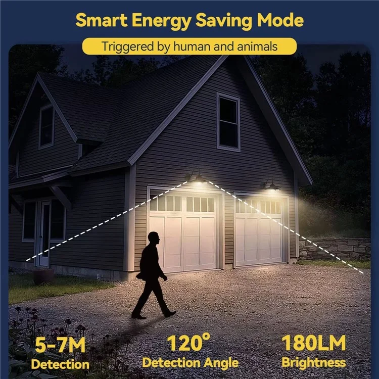Lâmpada Solar Retrô de Parede Edison com 3 Modos, Sensor de Movimento e à Prova d'Água para Ambiente Externo