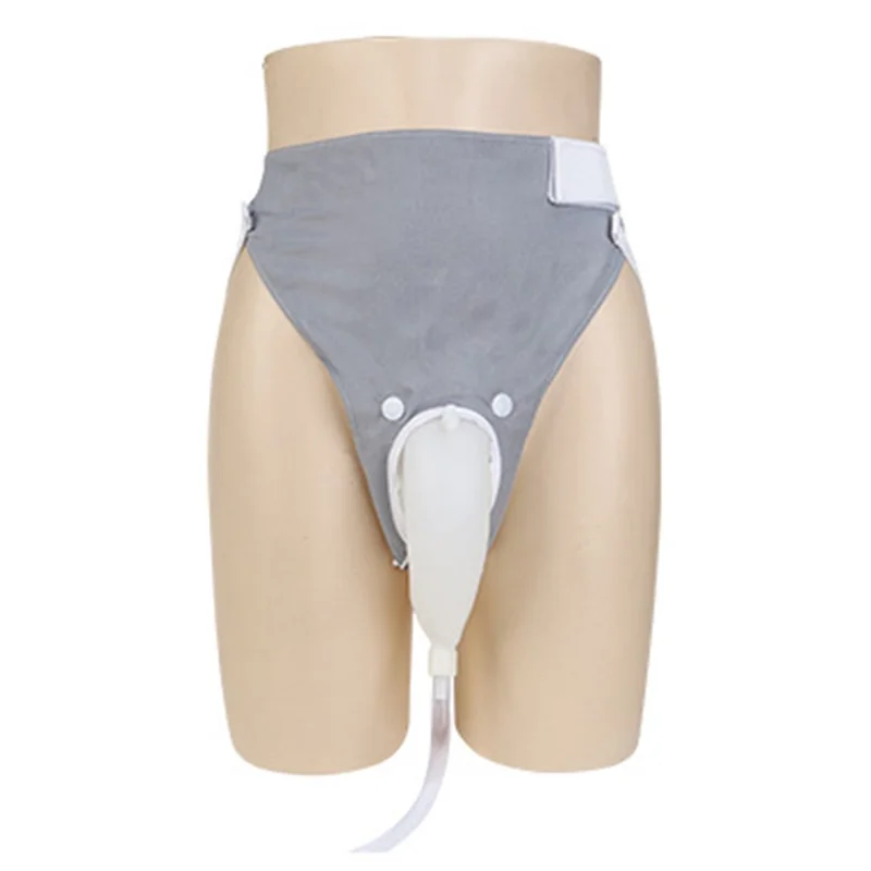 Wearable Urine Bag Silicone Urine Collector Wearable Pee Holder with Catheter for Incontinence Bedridden - Elderly / Grey