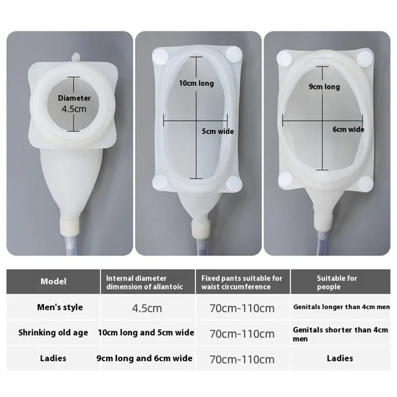 Wearable Urine Bag Silicone Urine Collector Wearable Pee Holder with Catheter for Incontinence Bedridden - Elderly / Grey